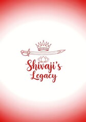 Shivaji's Legacy: crown, sword, and lotus emblem with red gradient background