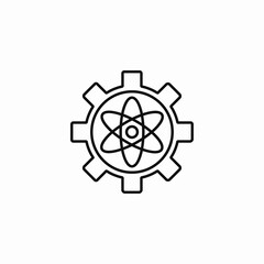 atomic structure on gear icon sign vector