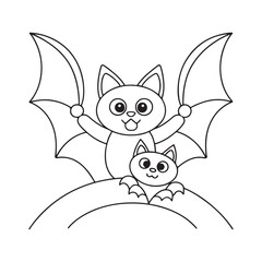 Cute cartoon bats with large wings and happy expressions on a white background animal