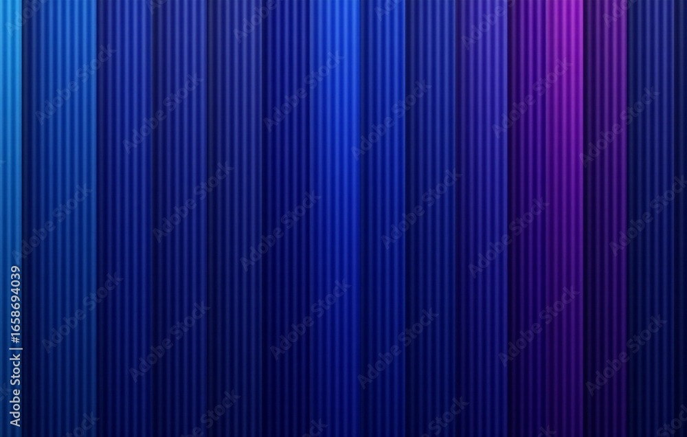 Poster blue, cyan, and violet abstract glass gradient on black. a dynamic, luminous design with ribbed and 