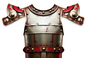 Ancient Roman segmented plate armor breastplate, isolated on white,  battle,  object