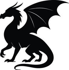 Dragon silhouette, flying wyvern profile, fantasy creature