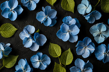 blue flowers on a green background