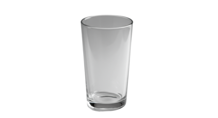 Empty, perfectly clear glass or acrylic cup on transparent surface in minimalist studio with soft high-key lighting, concept of clarity and future possibilities
