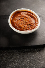 Miso paste spice thick soybean paste for cooking Japanese food tasty snack fresh delicious gourmet food background on the table rustic food top view copy space