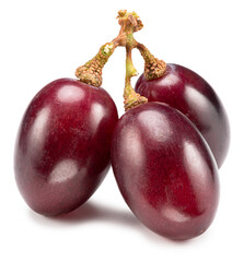 Ripe red table grape berries on white background. File contains clipping path.