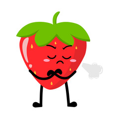 Cute Hand Drawn Annoyed Grumpy Strawberry