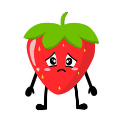 Cute Hand Drawn Sad Gloomy Strawberry