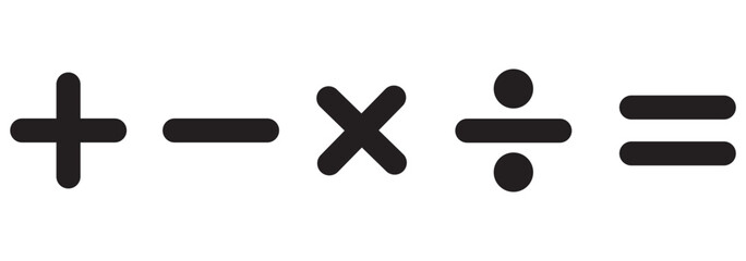 Plus, minus, multiply, divide and equal sign icon design set. EPS 10
