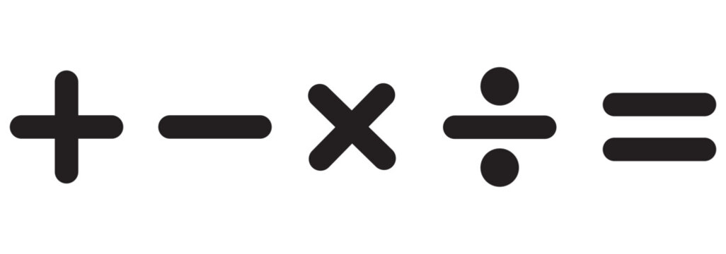 Plus, minus, multiply, divide and equal sign icon design set. EPS 10