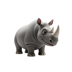 Fototapeta premium Cute cartoon rhino character ready for adventure and fun transparent background