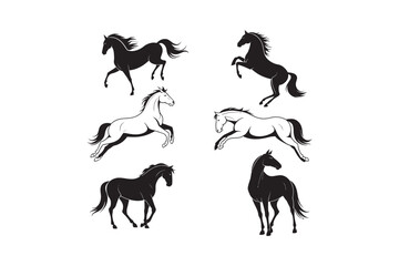 Fototapeta premium Elegant Horse Silhouettes Vector Illustrations Set 