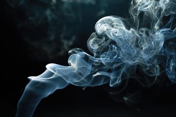 White smoke swirling gracefully in isolated black background showcasing a fluid and ethereal form with intricate patterns and textures