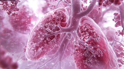 Microscopic View of Human Lungs: Intricate Alveoli and Bronchial Structure