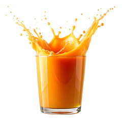 Vibrant orange juice splash frozen in motion capturing refreshment and energy transparent background