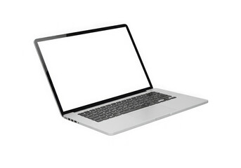 Modern laptop with blank screen on black background