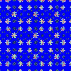 Decorative floral pattern on vibrant blue background  