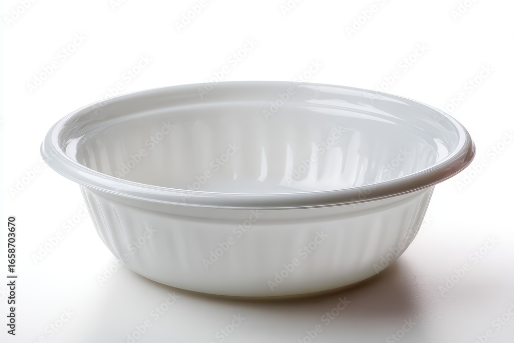 Poster bright white plastic empty basin isolated on a clean background showcasing smooth surfaces and a mod