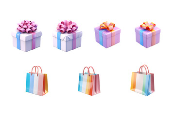 A vibrant set of holiday gift boxes with colorful ribbons and bows for any celebration