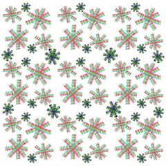 Colorful snowflakes pattern on white background  