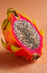 Vibrant dragon fruit reveals its unique interior bursting with flavor and texture