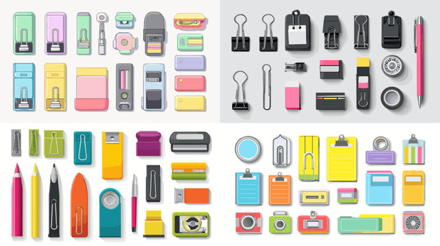 Flat vector illustration of home shelves decorated with clocks, books, globes, and plants. Minimal interior design representing stylish living space and organized home decoration ideas.