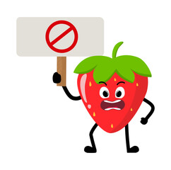 Fototapeta premium Cute Hand Drawn Protesting Strawberry