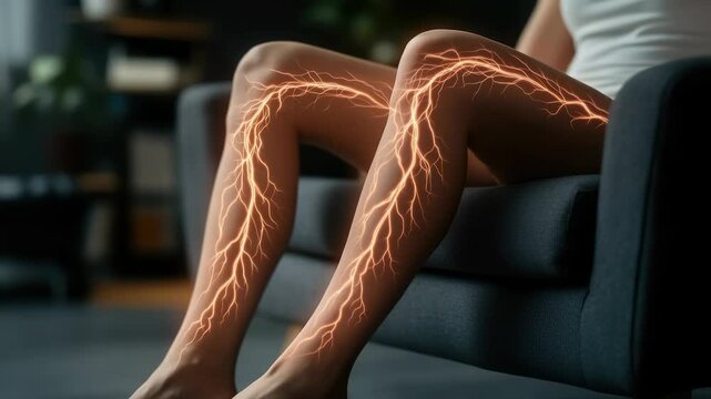 Leg sensation: nerve impulse, tingling signal, varicose discomfort, muscle fatigue, circulation issue, restless feeling, vascular symptom, skin reaction, goosebump trigger, subtle pressure.