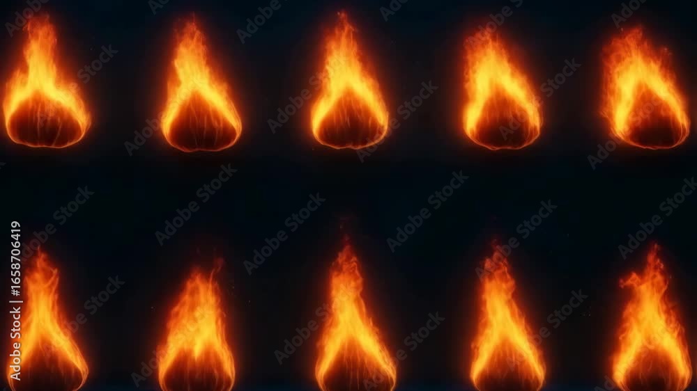 Poster dynamic fireball animation: burning flames in dark background