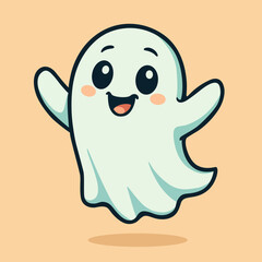 Cute ghost cartoon character vector illustration for Halloween decorations