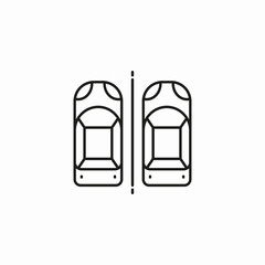 two parked cars  icon sign vector