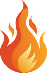 Stylized abstract flame shape with orange and yellow gradients on white background fire heat
