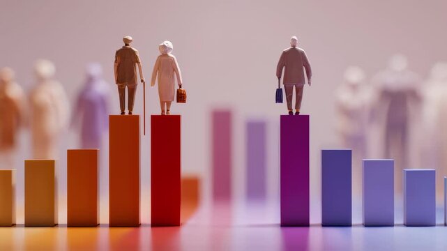 Medium shot centered on life expectancy bars highlighting womens extended lifespan over mens by almost six years with outoffocus details depicting gender health inequality.