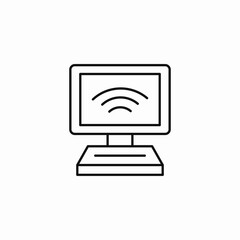 desktop computer wifi icon sign vector
