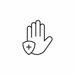 hand with shield icon icon sign vector