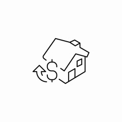 house with money exchange icon icon sign vector