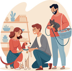 Animal Breed Selection Guide for Pet Adoption An illustration designed to help people choose the right pet breed for their lifestyle and home environment