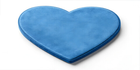 Blue suede cutout heart shape isolated on white background