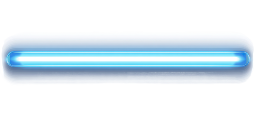 A horizontal, oblong, white device with a bright blue line