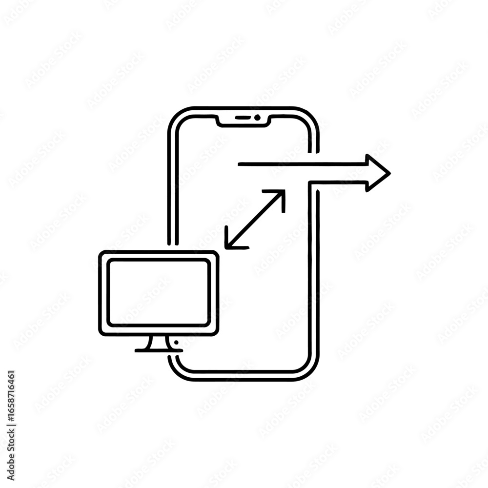 Poster data transfer between devices mobile phone connecting to monitor seamless connectivity digital conne