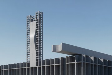 Obraz premium Modern architectural tower against a clear blue sky