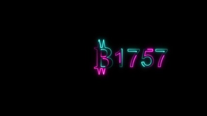 Glowing neon dollar animation. Count-Up from neon text 0 to 3500 with Clean Digital Design. business number.  blue and pink color . on black background....