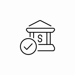 bank building with a check mark icon sign vector
