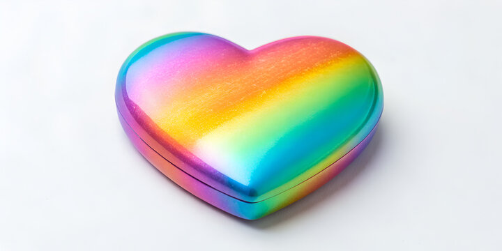 Iridescent rainbow heart isolated on white background