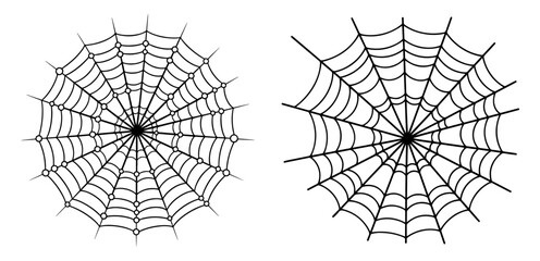 Fototapeta premium Vector art of two spider webs