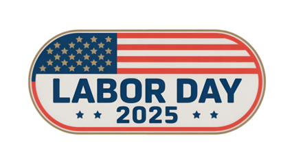 Celebrate labor day 2025 with this patriotic american flag inspired badge for your designs today on transparent background