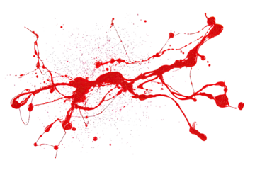 Abstract explosion of crimson and pale pink.  Splashes and streaks radiate outward from a central cluster.  Intense color contrast against a black background