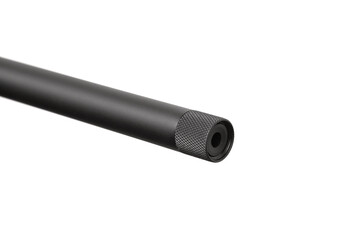 A rifle barrel and muzzle.