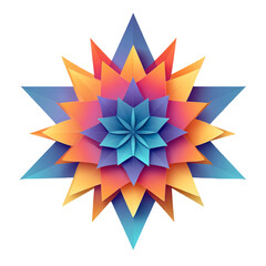 Pointed Polygon Star with Layered Inner Cuts - Isolated Graphic