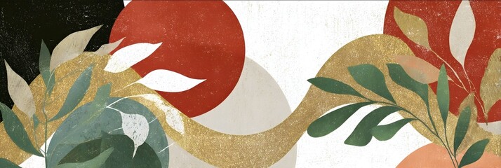 abstract vining design with abstract botanical The artwork has a cultured yet accessible feel that fits in lifestyle brands and boutique cafes in the style of .